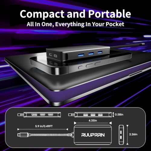 USB C Docking Station Dual Monitor, Laptop Docking Station 3 Monitors | Triple 4K Display with 2 HDMI, DisplayPort, 5Gbps USBA/C 3.0, 100W PD, USB 3.0 Dock Dongle for Dell, HP,MacBook, Surface