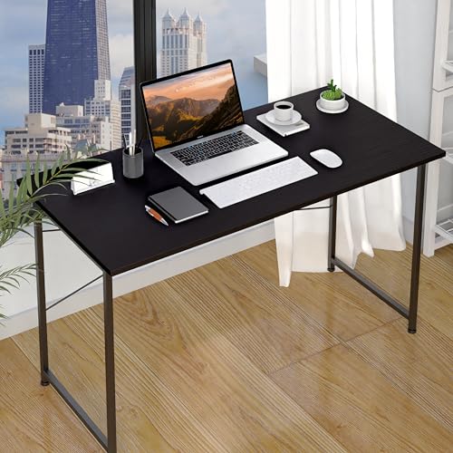 YSSOA Computer Desk Home Office Work Study Writing Modern Simple Table with Headphone Hooks - color: Basic Black, size: 47 Inch