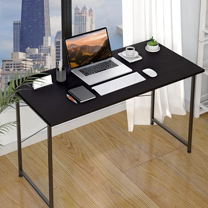 YSSOA Computer Desk Home Office Work Study Writing Modern Simple Table with Headphone Hooks - color: Basic Black, size: 47 Inch
