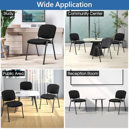 RELAX4LIFE Reception Waiting Room Chairs - Office Guest Chairs Set of 2 w/Ergonomic Backrest & Padded Seat, Armless Lobby Chair for Home Church Conference Meeting, Stackable Reception Chairs (2)