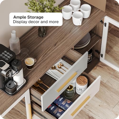 BELLEZE 60" Troy Sideboard Buffet Cabinet - White - color: 60''white, size: 1