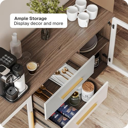 BELLEZE 60" Troy Sideboard Buffet Cabinet - White - color: 60''white, size: 1