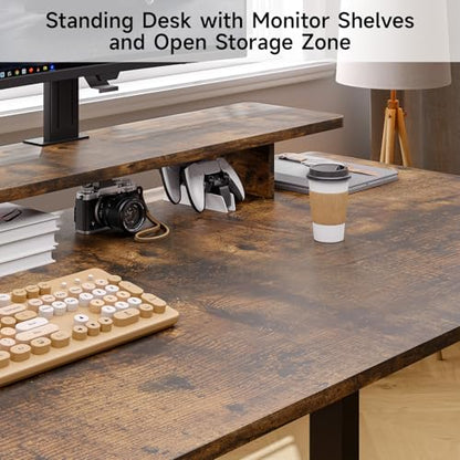 ONBRILL L-Shape Standing Desk with File Cabinet, 55“ Electric Standing Desk
