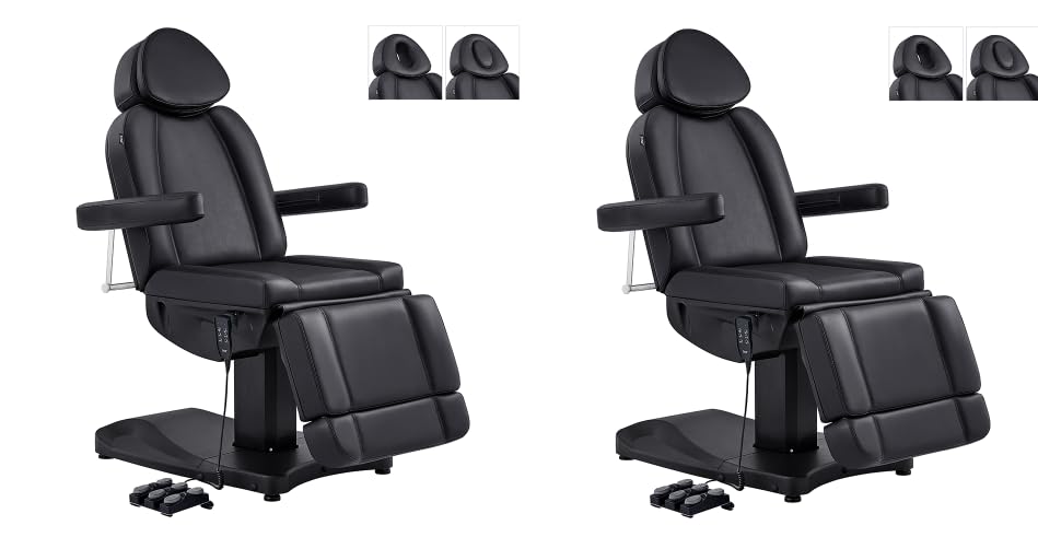 Dir Full Electrical Medical Aesthetic Chair Facial Beauty Bed Podiatry Doctors Office Chair with 3 Motors Ink - color: Black-2pack