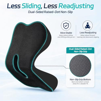 Seat Cushion & Back Support for Tailbone and Lower Back Relief - color: Dark Gray