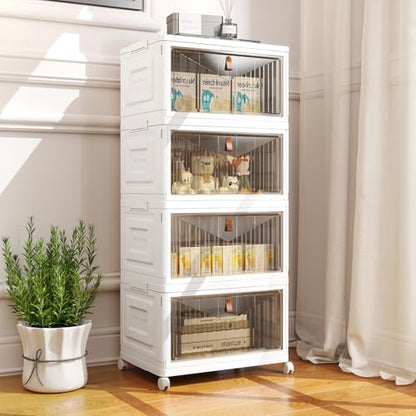 Wise Oannes Closet Organizers and storage, Storage cabinet with Wheels | Stackable Storage Bins with Wheels，Collapsible and Folds flat design to saves space, , Great for home, office, or garage
