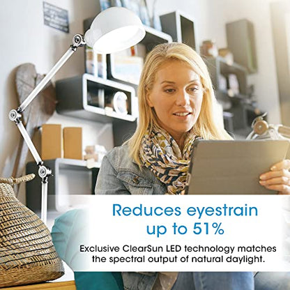 OttLite Prevention Pharmacy LED Floor Lamp, Adjustable, White | ClearSun LEDs Reduce Eyestrain | 3-Point Adjustable Neck | 3 Brightness Settings