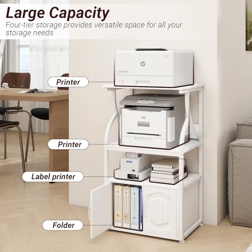 Natwind 4 -Tier Rolling Printer Stand with Power Outlet,23.6"x15.8",White - size: Style B