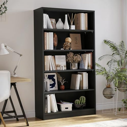 Farini 60 Inch Tall Bookcase,5 Shelf Bookshelves,Adjustable Bookshelf for Home Office,Black - color: Black, size: 5 shelf