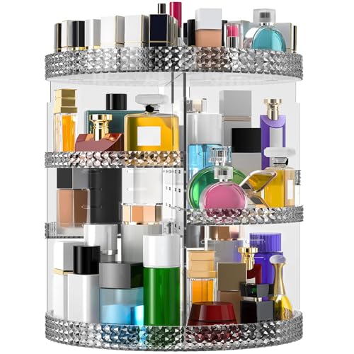 Rotating Makeup Organizer Countertop, Acrylic Makeup Storage Organizer Round, Large Cosmetic Organizer 7 Layers Large Capacity, Fits Makeup Brushes, Lipsticks, Bathroom, Vanity, Gray - color: Gray, size: X-Large