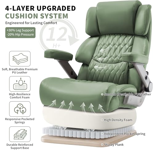 700lbs Big and Tall Office Chair, Large Heavy Duty Computer Desk Chair - color: Green