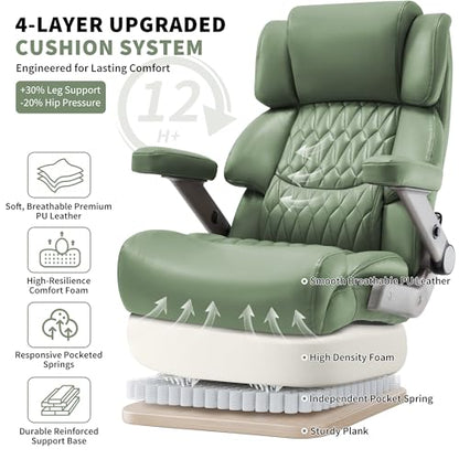 700lbs Big and Tall Office Chair, Large Heavy Duty Computer Desk Chair - color: Green