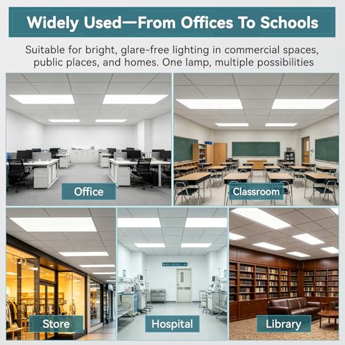 72Pack 2x4 LED Flat Panel Light, 9630LM, Selectable 30W-72W and 3000K-6500K, Dimmable 0-10V, Drop Ceiling Fixture for Office, School, Store (72Pack) - size: 72Pack
