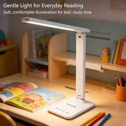 LED Desk Lamp with USB Charging Port, 5 Color Modes & Brightness Levels, Eye-Caring Dimmable, Touch Control, Adjustable Foldable Arm, USB-C Powered
