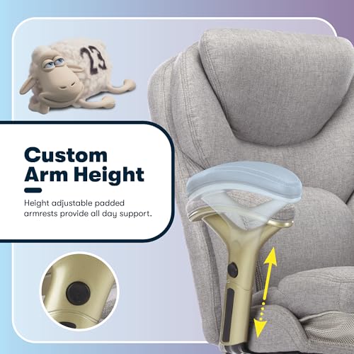 Serta Ergonomic Executive Office Chair Motion Technology Adjustable Mid Back Design with Lumbar Support, Light Gray Fabric - color: Light Gray Fabric
