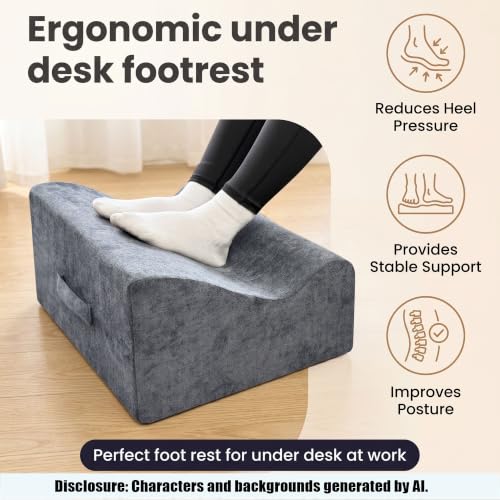 Large Foot Rest for Under Desk at Work, Footrest with Washable Cover for Office,Multifunctional Home Footrest,Dark Gray+AA - color: Dark Gray+aa