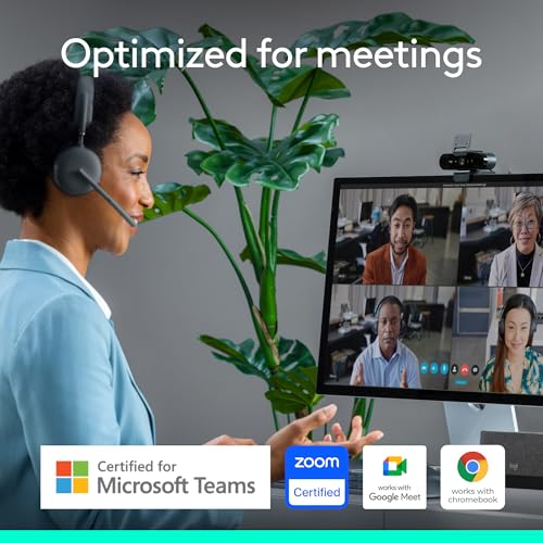 Logitech Brio 4K Webcam,VideoCalling,Noise-Cancelling mic,HD Auto Light Correction,Wide Field of View,Works with Microsoft Teams,Zoom,Google Voice,Google Meet,PC/Mac/Laptop/MacBook/Tablet (Pack of 4) - size: (Pack of 4)