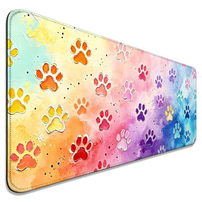 Pastel Cat Paw Large Mouse Pad & Desk Mat for Gaming, Office & Home | 31.5"x11.8"x0.12", HD Print, Long, Extended, Ultra-Smooth Surface, Non-Slip Rubber Base, Stitched Edges, Office Accessories - color: Xk04