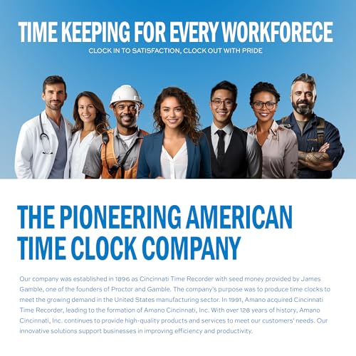 Amano MJR-Plus Calculating time Clock for 100 Employees. Free Cloud app Included