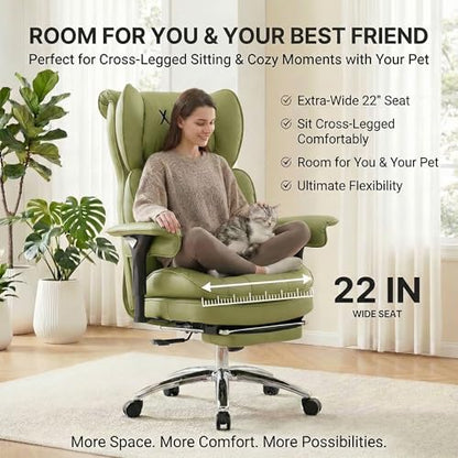 Big & Tall Office Chair, 400lbs Executive Chair with Footrest, Green - color: Green