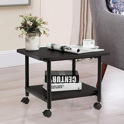 Printer Holder Printer Stand Printer Desk 2-Tier Printer Stand Rolling Printer Cart with 2 Storage Shelves Mobile Machine Storage Rack for Home Office Printer Shelf Printer Rack Printer Table - color: Black