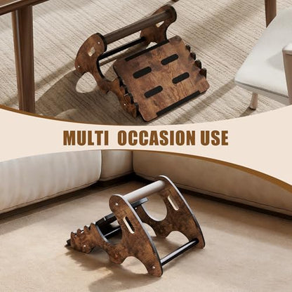 Upgraded Foot Rest Under Desk- Wooden Ergonomic Adjustable Rocking Foot Stool Under Desk with Soft Crossbar, 3 Height & Angle Settings, Non-Slip Surface for Improved Posture,Home & Office