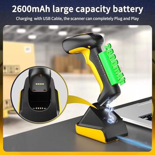 NetumScan Industrial Bluetooth QR Barcode Scanner, IP67 Waterproof & 7M Drop Proof, 2600mAh Wireless 1D 2D Bar Code Scanner with Charging Stand for Store, POS, Computer, iPhone, Android RD-1288(NS)