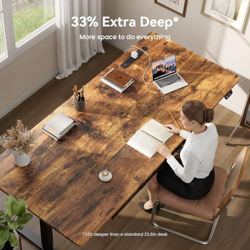 HLDIRECT 79" Electric Standing Desk with Outlets & 2 Drawers, Rustic Brown | 31.5" Extra Wide Desktop Up to 176lb, 28"–46" Height Range & 3 Memory Presets, Integrated Cable Management, Quick Assembly - color: Rustic Brown, size: 79 inch