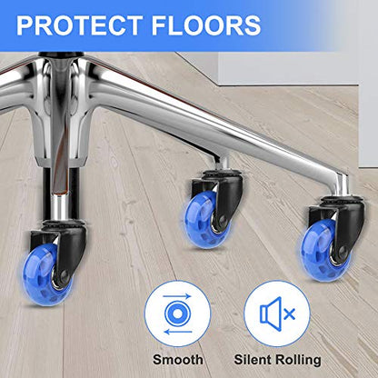 8T8 Upgraded Chair Caster Wheels 2'', Quiet and Smooth Gliding,Heavy Duty Wheels with Plug-in Stem 11X22 (7/16''X7/8''), Safe for Hardwood Carpet Tile Floors, Set of 5 (Blue, 2 inch) - color: Blue