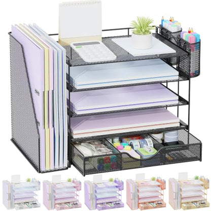 gianotter 5-Tier Desk Organizer with Drawers and File Holders - color: Black, size: 5T