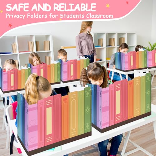 Honoson 24 Pcs Inspirational Privacy Folders for Students | Cardboard Desk Shields with Motivational Words, 6 Designs for Classroom Study, Tri-fold Exam Dividers, Bulk Test Boards - style: Pastel Rainbow