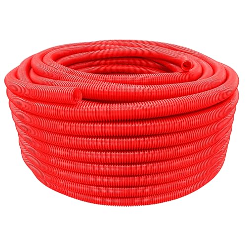 Flexible Polyethylene HDPE Non-Split Corrugated Wire Loom Tubing (Red, 1/2" Dia. x 100 ft) - color: Red, size: 1/2" Dia. x 100 ft