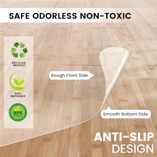 Office Chair Mat for Hardwood Floor: 63"x 51" Extra Large Floor Mat for Rolling Chair and Computer Desk, Clear Chair Mat Heavy Duty Plastic Protector for L Desk, Home, Gaming Easy Glide - size: 63"x51"