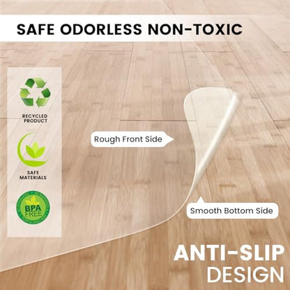 Office Chair Mat for Hardwood Floor: 63"x 51" Extra Large Floor Mat for Rolling Chair and Computer Desk, Clear Chair Mat Heavy Duty Plastic Protector for L Desk, Home, Gaming Easy Glide - size: 63"x51"