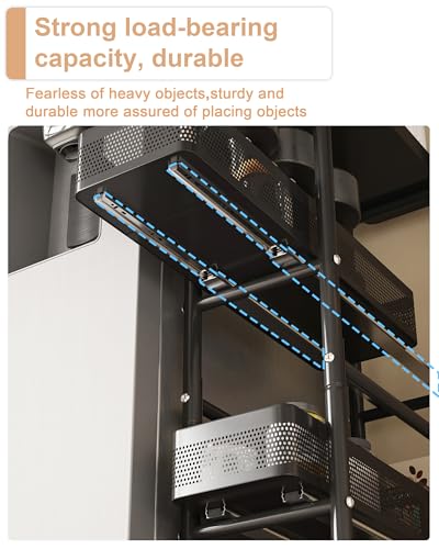 UMDONX 4-Tier Narrow Mobile Storage Cart with Pull-Out Baskets - color: Black, size: 4 Tier