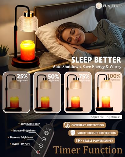 Candle Warmer Lamp with Timer & Dimmable Brightness, House Warming Gifts New Home, Christmas Birthday Gifts for Women, Birthday Gifts for Women Mom, Flameless Wax Melt Warmer for Jar Candles - color: Black+golden