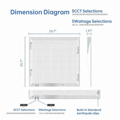 2x2 LED Light Flat Panel, 30-72W, 5 CCT 3K|3.5k|4K|5K|6.5K, Dimmable Recessed Drop Ceiling Lights, 3750/5000/6250/7500/9000 Lumen, Lay in Fixture for Commercial (2x2 FT LED - 12 Pack) - size: 2x2 FT LED - 12 PACK