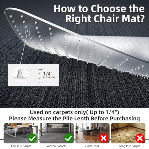 Office Chair Mat for Low-Pile Carpet 30" x 48", Compact Carpet Protector - size: 30" x 48" (for low-pile carpet)