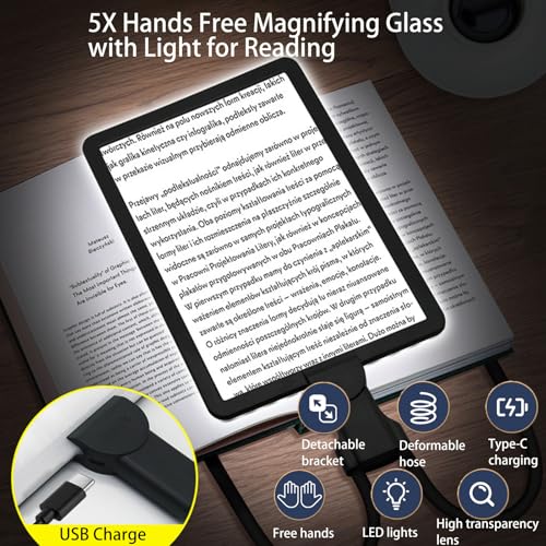 LXIANGN 5X Hands Free Magnifying Glass with Light Neck Wear Magnifier - color: 5x