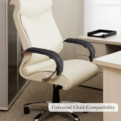2 PCS Chair Armrest Pads, Soft Velvet Cushion Covers for Office Gaming Chairs, Breathable Elbow Support Universal Fit, Slip-On Armrest Covers for Desk Chair