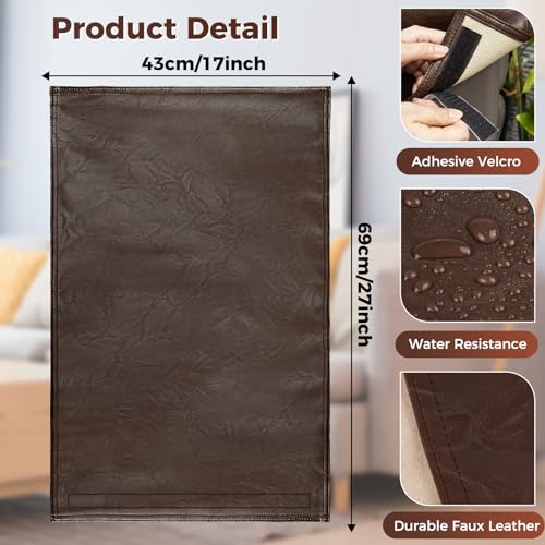 Recliner Headrest Protector Faux Leather Headrest Cover for Recliner Chair Couch Headrest Cover for Furniture Sofa Protector Chair Arm Covers for Home Office 17 x 27In(Chocolate Brown) | Hook & Loop, Chair Couch Cover, Furniture Sofa Protector, Chair Arm
