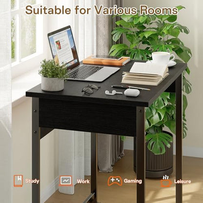 ALISENED 30 Inch Computer Desk, Compact Study Desks for Small Spaces, Small Home Office Desks, Sturdy and Stable, Easy to Assemble, Black - color: Black, size: W-30in