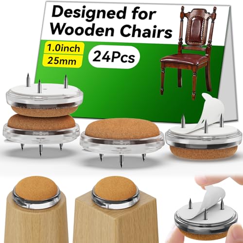 Nail on Felt Pads | Felt 24Pack | Wooden Chair Specific, Premium Floor Protectors | Nail On Chair Leg Pads, Nail in Furniture Pads for Furniture Legs |Protect Floors Anti-Scratch Reduce Noise - size: Brown--Felt Pads