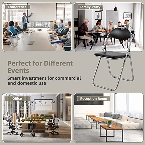 GIANTEX 6-Pack Folding Chairs Set - Waiting Room Chairs with Padded Seats and Carrying Handle for Desks Home Office Steel Guest Reception Party Poker Stackable Conference Chairs Pack of 6