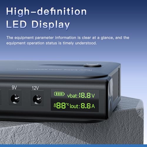 Mini UPS Battery Backup, 36W Uninterruptible Power Supply with DC 5V/9V/12V USB 5V LAN POE 15/24V Output and Real Time Monitoring Display for WiFi Router, Modem, Camera (US Plug 110V)