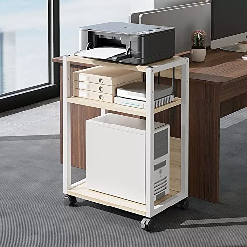 GLigeT Printer Table 3-Tier Printer Stand CPU Tower Stand Adjustable Printer Cart, Machine Cart with Wheels, Rolling Storage Rack for Office and Home Printer Shelf