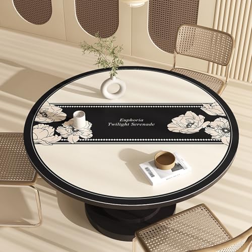 Retro Round Table Cover Protector, Waterproof PU Leather Table Mat Tablecloth Pad for Dining Coffee Table Writing Desk(I,50cm(20in)) - color: I, size: 50cm(20in)