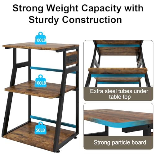 Natwind 3 Tier Printer Stand, 19.7"x15.7", with Charging Station,Retro - color: Retro, size: 19.7''x15.7''