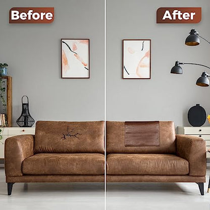 Recliner Headrest Protector Faux Leather Headrest Cover for Recliner Chair Couch Headrest Cover for Furniture Sofa Protector Chair Arm Covers for Home Office 17 x 27In(Chocolate Brown) | Hook & Loop, Chair Couch Cover, Furniture Sofa Protector, Chair Arm