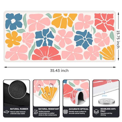 iCasso Desk Mat, Desk Matt for Desktop, Cute Desk Pad Mat, Colorful Flower - color: Colorful Flower